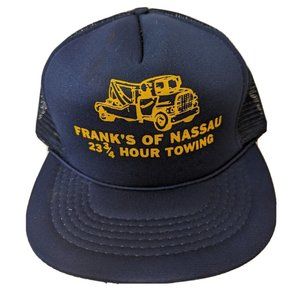 Snap Back Trucker Hat Frank's Nassau New York Towing Truck‎ Mesh Blue Adjustable